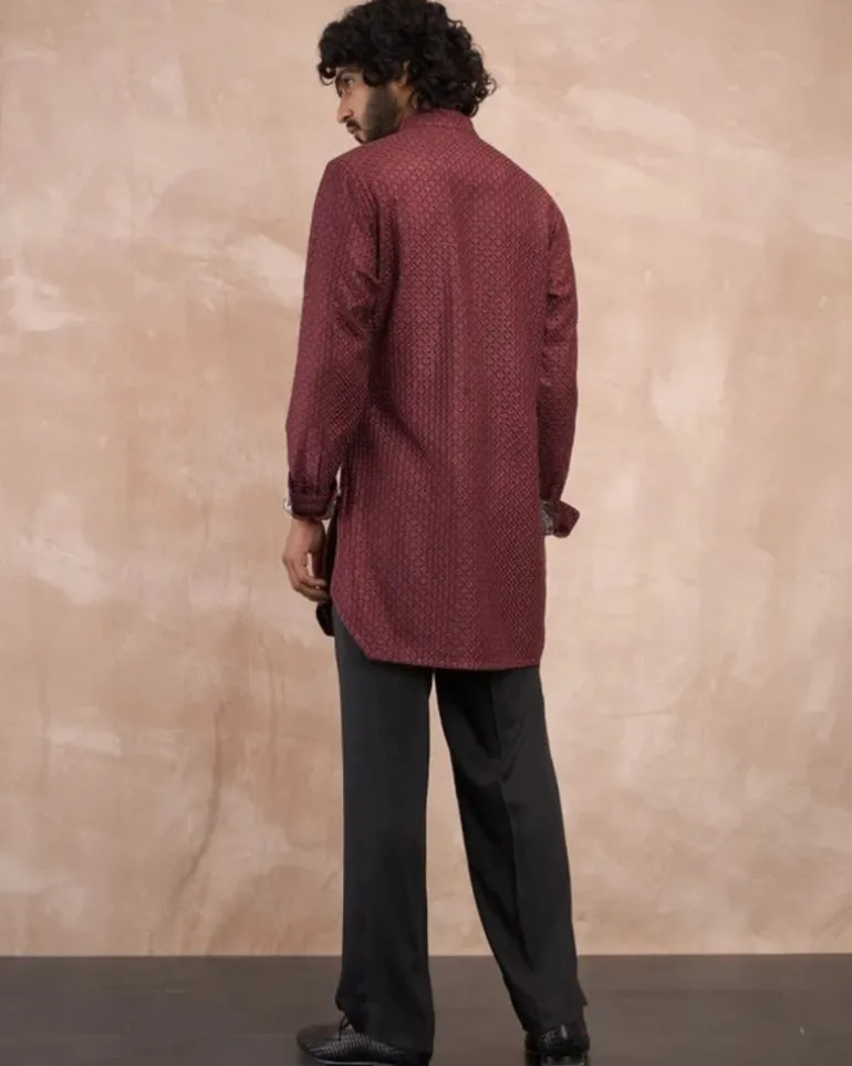 Burgundy Inara Foe & Sb Kurta Set