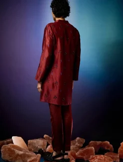 Burgundy Maple Leaf Kurta Set