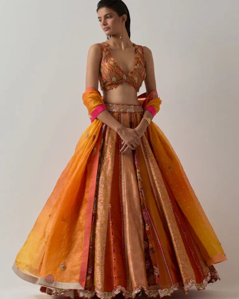 Burnt Orange Lehenga Set