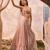 Burnt Pink Floral Embroidered Lehenga Set