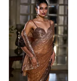 Caramel Sequin Sari