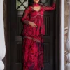 Caramine Chiffon Floral Peplum Set