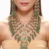Carved Emerald And Kundan Necklace Set