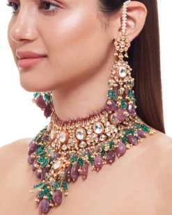 Carved Rubies And Kundan Necklace Set