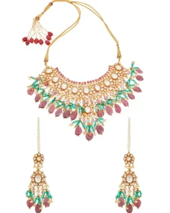 Carved Rubies And Kundan Necklace Set