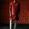 Cassian Brick Red Nehru Jacket Set