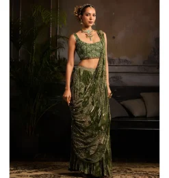 Celestial Moss Skirt Sari Set