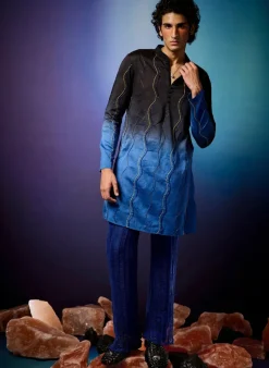 Cerulean Ombre Beaded Kurta Set