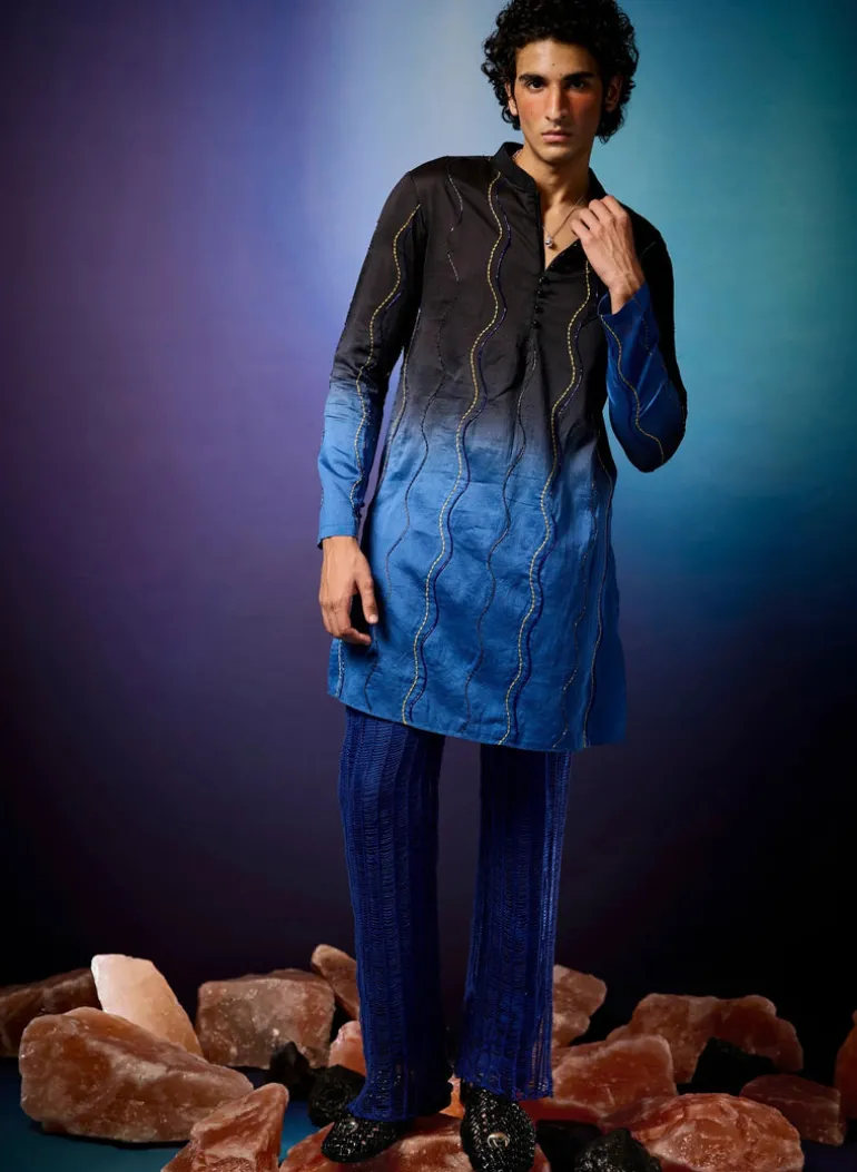 Cerulean Ombre Beaded Kurta Set