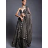 CF Applique Gunmetal Lehenga Set