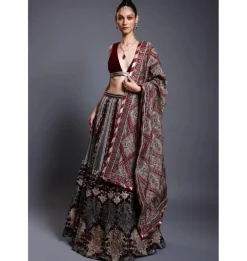 CF Applique Maroon Lehenga Set