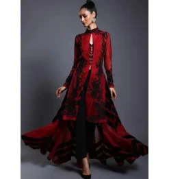 CF Chevron Maroon Anarkali