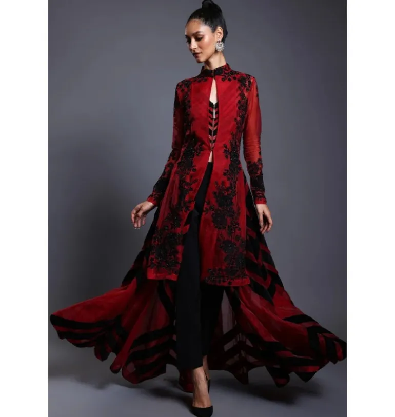CF Chevron Maroon Anarkali