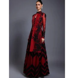 CF Chevron Maroon Anarkali