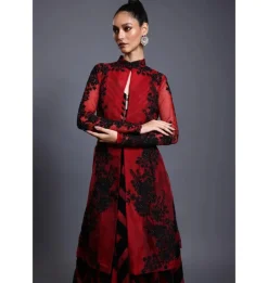 CF Chevron Maroon Anarkali