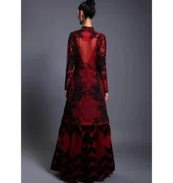 CF Chevron Maroon Anarkali