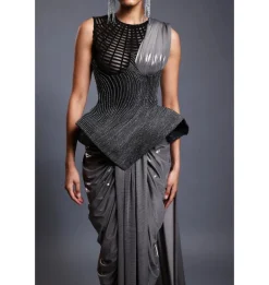 CF Corseted Gunmetal Sari