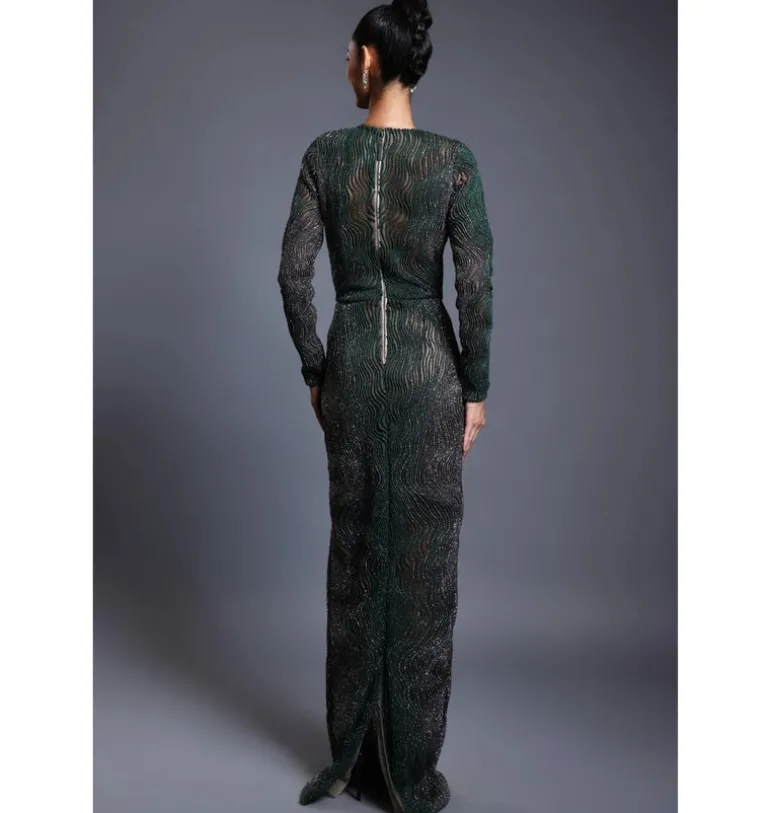 CF Drip Work Emerald Gown
