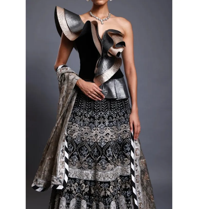 CF Ivory Applique Lehenga Set