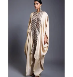 CF Pleated Ivory Drape Kaftan