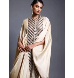 CF Pleated Ivory Drape Kaftan