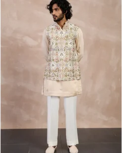 Champagne Bloom Nehru Jacket Set
