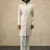 Champagne Chanderi Silk Achkan Set