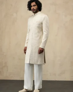 Champagne Chanderi Silk Achkan Set