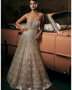 Champagne Crystal Scalloped Gown