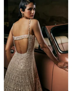 Champagne Crystal Scalloped Gown