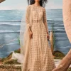 Champagne Geometrically Embroidered Jacket And Lehenga Set