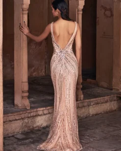 Champagne Gold Embroidered Gown
