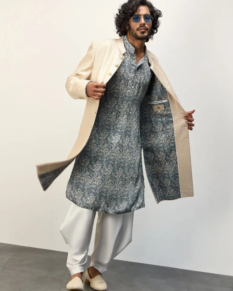 Champagne Jaal Printed Kurta Set
