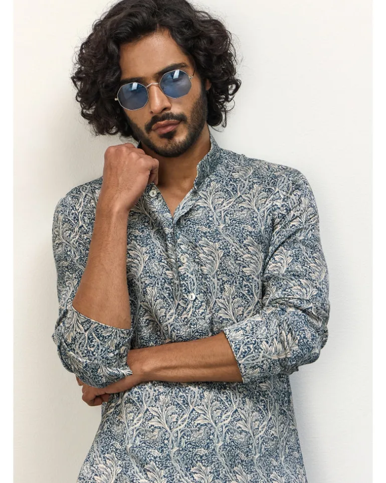 Champagne Jaal Printed Kurta Set