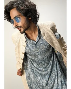 Champagne Jaal Printed Kurta Set