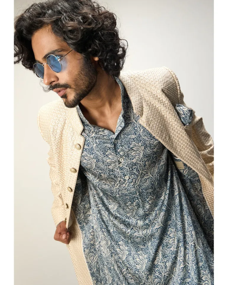 Champagne Jaal Printed Kurta Set