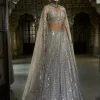 Champagne Mirror Work Lehenga Set