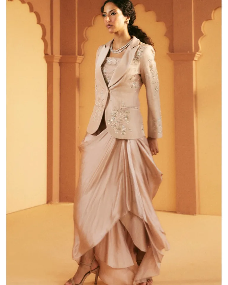 Champagne Pinched Skirt Set