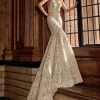 Champagne Sequin Fish Cut Gown