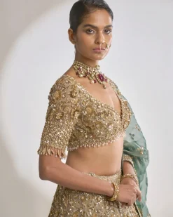 Champagne Zardozi Lehenga Set