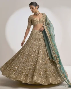 Champagne Zardozi Lehenga Set