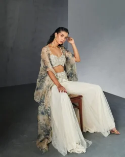 Champagne-Blue Cape Set