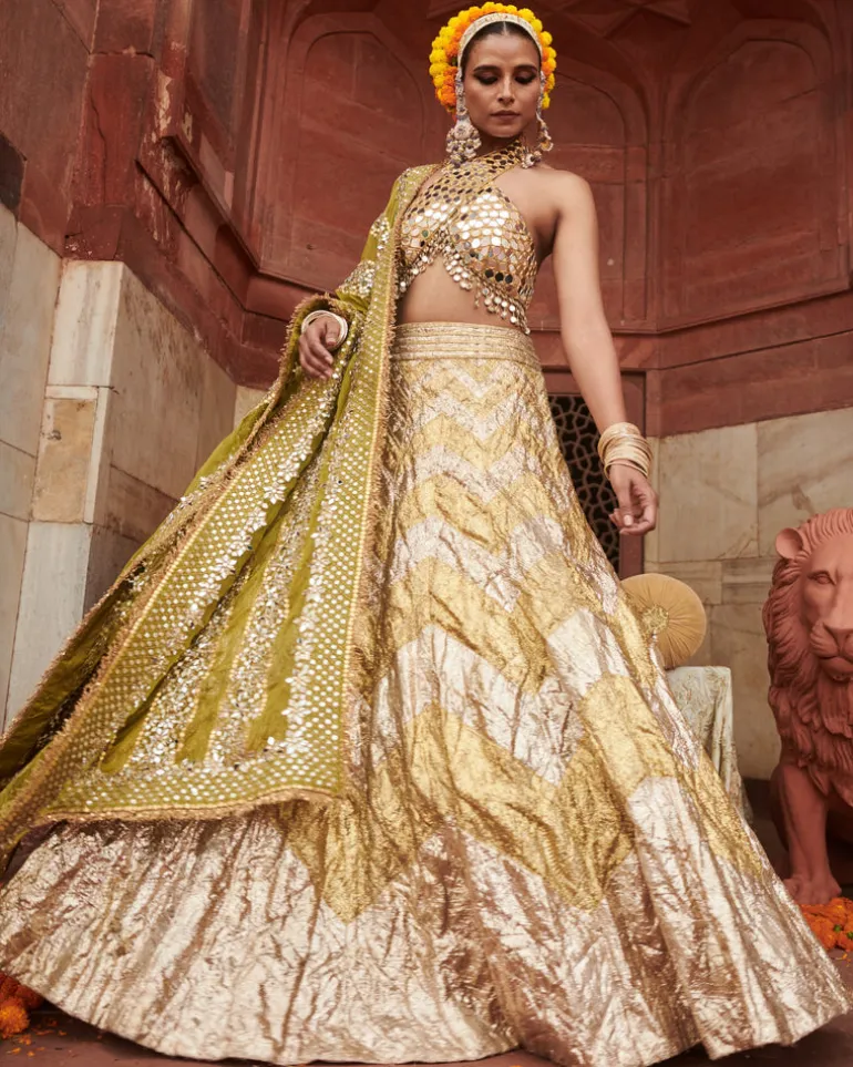 Chandi Sona Chevron Lampi Lehenga Set
