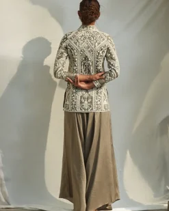 Charcoal Gray Rani Jacket With Loose Pants Set