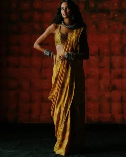 Charlotte Amber Pre Draped Sari Set