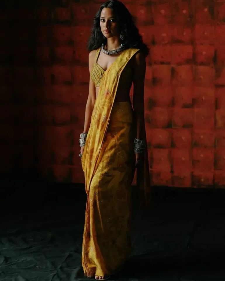 Charlotte Amber Pre Draped Sari Set