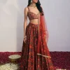 Cherry Red Printed Lehenga Set