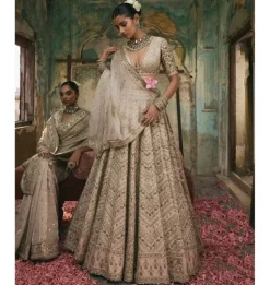 Chevron Lehenga With Jaal Sleeve Lehenga Set