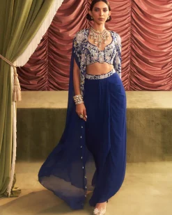 Chikni Draped Skirt & Cape Set