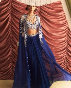 Chikni Draped Skirt & Cape Set